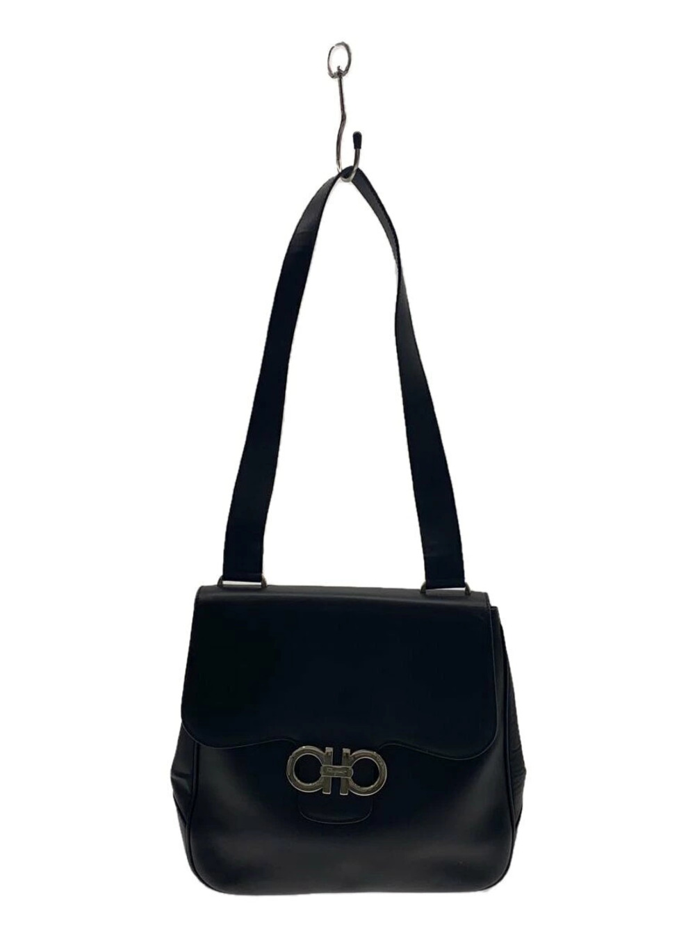 Salvatore Ferragamo Shoulder Bag Leather Black Gancini